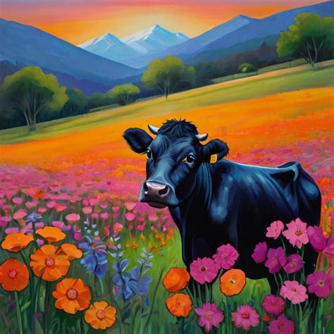 Black Cow Cow Art Print Free Stock Photo - Public Domain Pictures