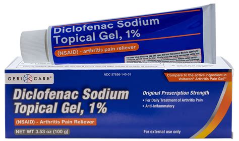 Topical Arthritis Pain Relief Gel Diclofenac Sodium 1% (NSAID) by GeriCare- Hand Wrist Elbow ...