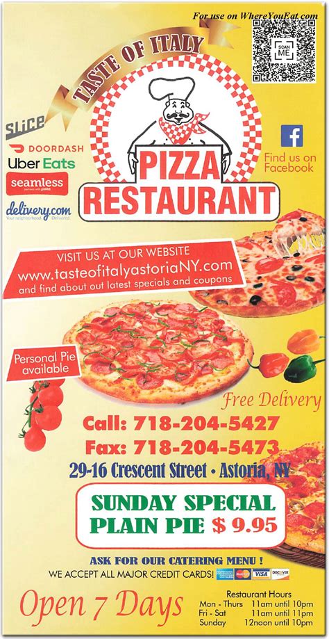 Taste of Italy Pizza Restaurant in Queens / Menus & Photos