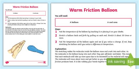 Warm Friction Balloon Science Experiment - Twinkl