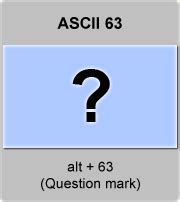 ASCII code ? , Question mark, American Standard Code for Information ...