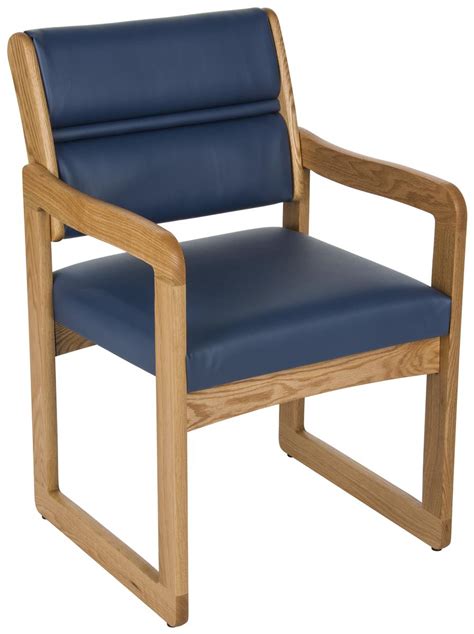 Blue Waiting Room Chairs | Medium Oak Finish