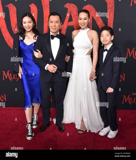 Jasmine Yen, Donnie Yen, Cissy Wang and James Yen attending Disney's Mulan World Premiere held ...