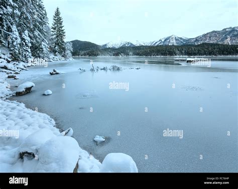 Eibsee lake winter view Stock Photo - Alamy