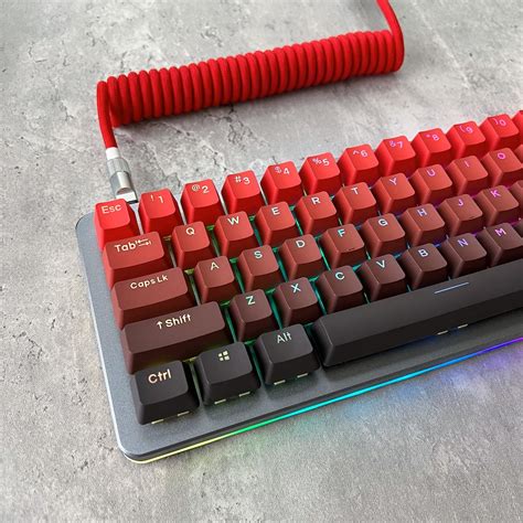 Gradient Black and Red Keycap Set, OEM Profile, Shine-through, PBT ...