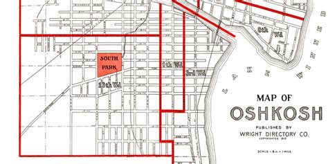 Hand drawn map of Oshkosh, Wisconsin from 1919 - KNOWOL