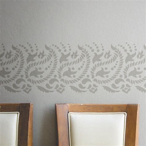 Paisley Wall Border Stencil for DIY decor - Indian paisley design