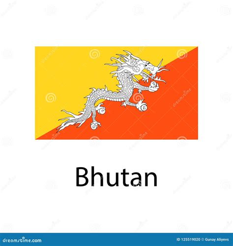 Flag of Bhutan with Name Icon. Official Colors and Proportion Correctly. National Bhutan Flag ...