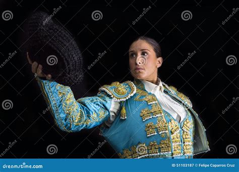 Woman Bullfighter Posing With Capote Walk Purple Stock Image ...