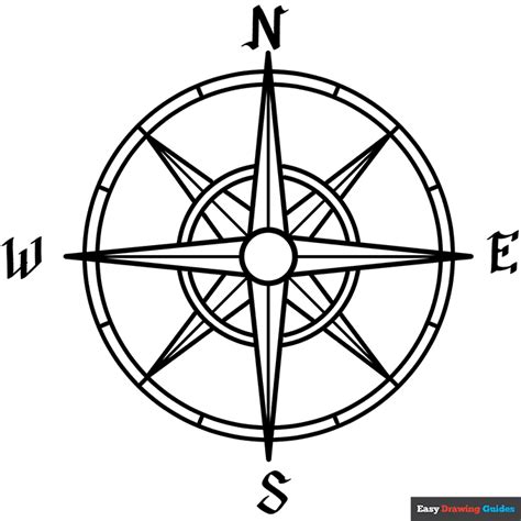 Compass Rose Coloring Page | Easy Drawing Guides