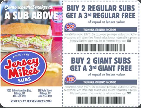 Printable Jersey Mike's Coupons