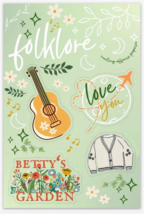 Folklore Sticker Sheet (Taylor Swift) – Curator and Co.