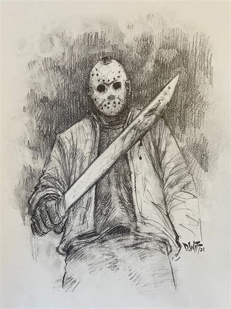 Jason Vorhees Friday the 13th Original Pencil Drawing - Etsy