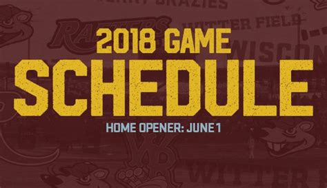 Rafters Announce 2018 Northwoods League Schedule - Wisconsin Rapids Rafters