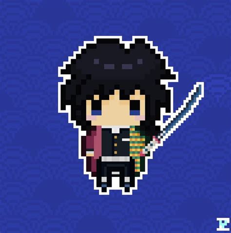 Demon Slayer Giyuu Tomioka Chibi Pixel Art | Anime pixel art, Pixel art ...