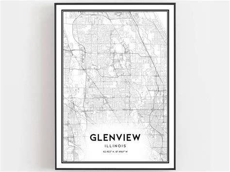 Glenview Map Print Glenview Map Poster Wall Art Il City Map | Etsy