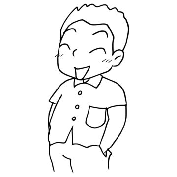 Boy Character Coloring Pages For Kids Outline Sketch Drawing Vector, Practicing Drawing ...