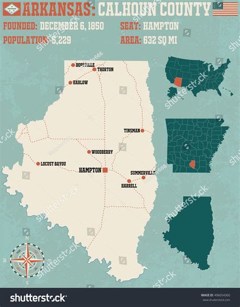 Large Detailed Map Calhoun County Arkansas Stock Vector (Royalty Free) 496654360 | Shutterstock