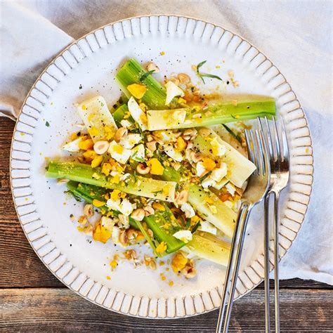 Leeks With Hazelnuts and Tarragon Recipe | Bon Appétit