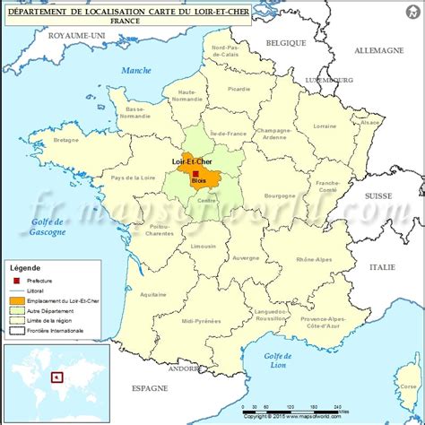 Loir-et-Cher Carte de localisation, département de Loir-et-Cher, France