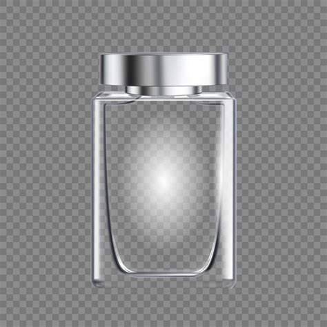 Premium Vector | Empty glass perfume bottle with a silver lid vector illustration