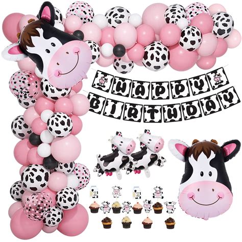 Buy Amandir 117PCS Cow Party Decorations Pink Cow Balloon Garland Arch ...