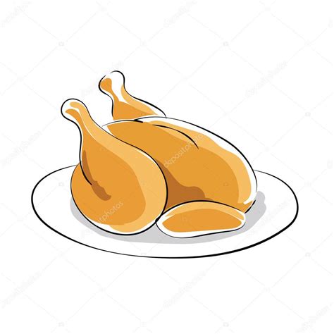 Roast Chicken Hand drawn Colored Vector Icon — Stock Vector © creativestall #75414125