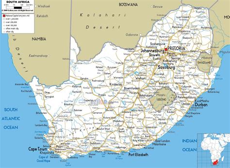 Large road map of South Africa with cities and airports | South Africa ...