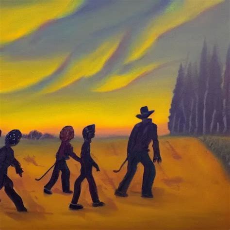 painting of zombies walking in a yellow sky | Stable Diffusion | OpenArt