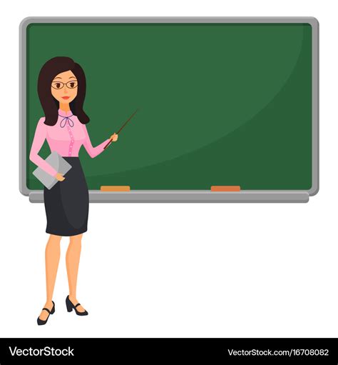 Young female teacher near blackboard teaching Vector Image