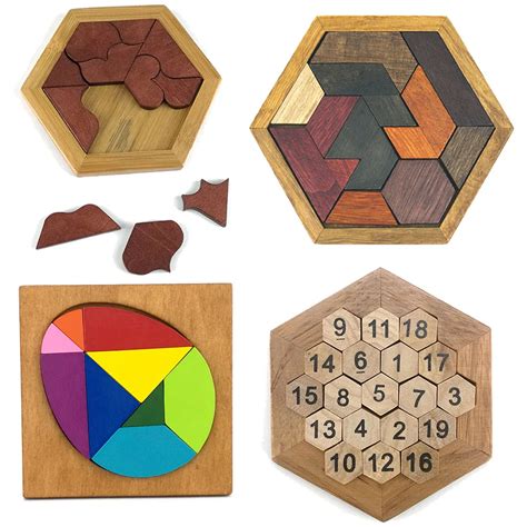 Kids Puzzles Wooden Toys Tangram/Jigsaw Board Wood Geometric Shape ...