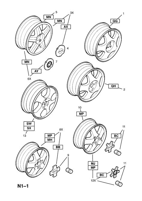 Opel VECTRA-B - Road wheels (contd.) > Opel EPC Online > nemigaparts.com