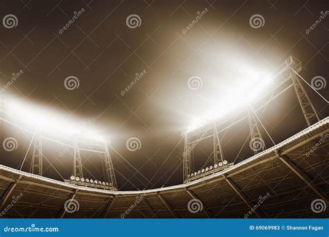 View of Stadium Lights at Night Stock Image - Image of angle ...