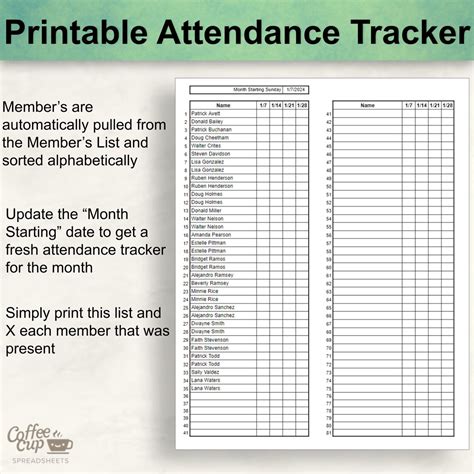 Church Attendance Tracker Google Sheet Employee Attendance Tracker Spreadsheet - Etsy