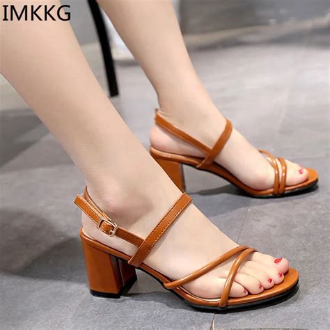 Women Sandals Summer Open Toe high Heel Shoes women narrow band ...