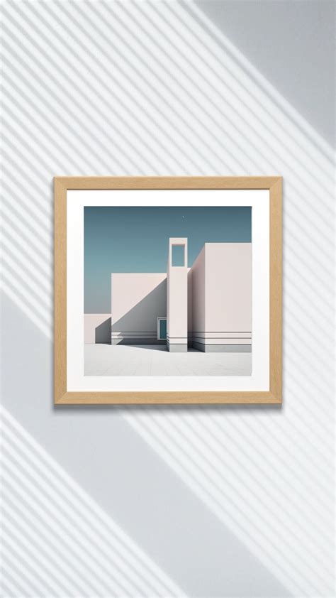 Square Modern Aesthetic Minimalist Geometric Wall Art, Building, White ...