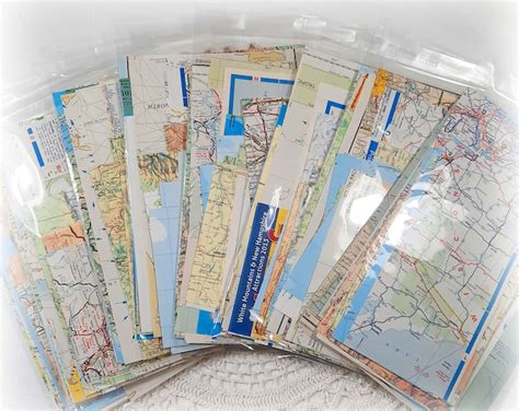 Map Paper Scrap Pack 30 Piece Vintage and New Road Map Pages Collage Junk Journal Scrapbook ...