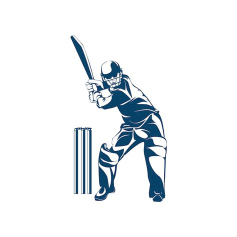 Premium Vector | Cricket player logo template design