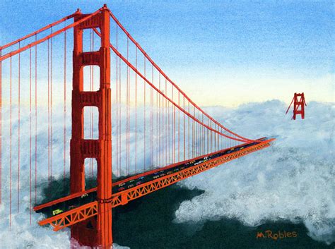 Golden Gate Bridge Sunset Painting by Mike Robles