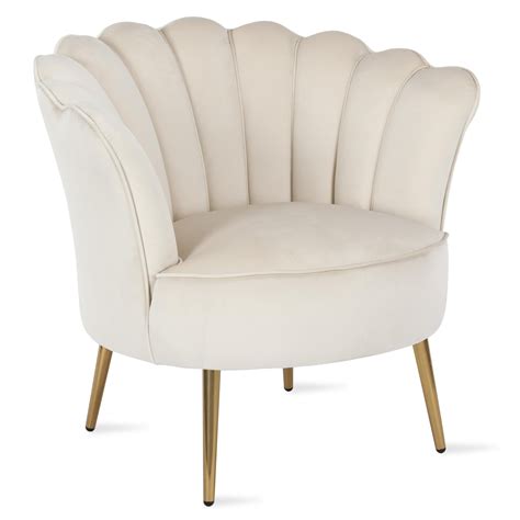 Novogratz Presley Modern Glam Seashell Accent Chair, Cream Velvet ...