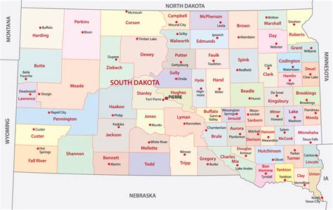 South Dakota Counties Map | Mappr