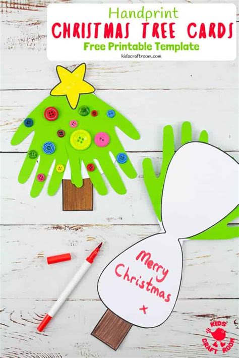 Handprint Christmas Tree Cards - Kids Craft Room