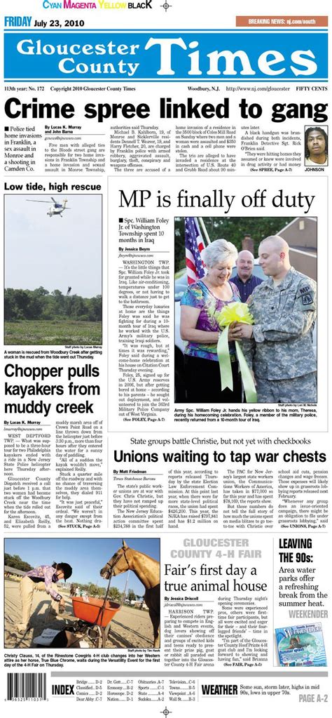 Gloucester County Times front page for Friday, July 23 - nj.com