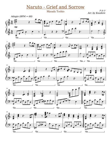 Naruto - Grief and Sorrow Sheet music for Piano (Solo) | Musescore.com