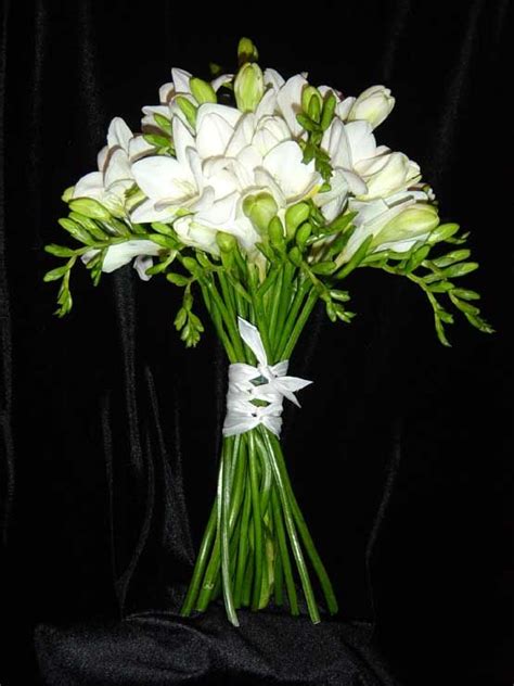 Thinking about this for the bridesmaids. #freesia bouquet Wedding ...