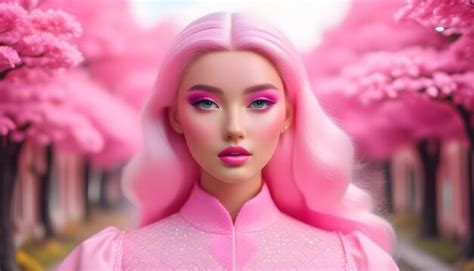 Premium AI Image | Gorgeous pink girl cartoon style