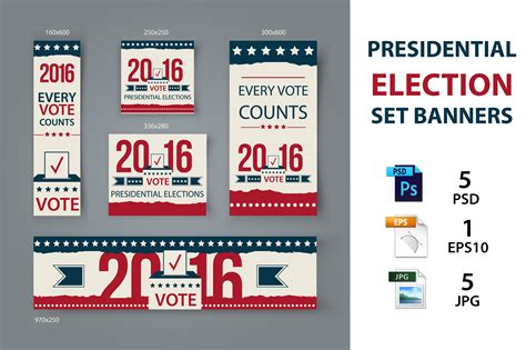 Presidential election set banners | Custom-Designed Web Elements ~ Creative Market