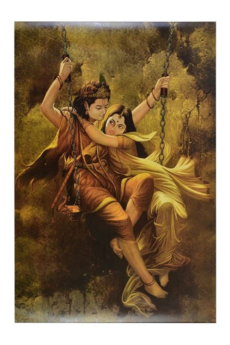 Radha Krishna on Swing Painting Print With Texture Coating - Etsy