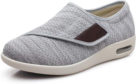 DENACARE Women's Diabetic Shoe with Wide Width Adjustable Closure Lightweight Memory Foam grey ...