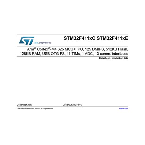 STM32F411 ST microcontroller Datasheet